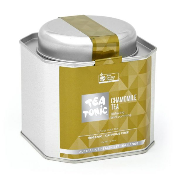 Chamomile tea in metal caddy - Tea Tonic looseleaf tea           TT-CTTT