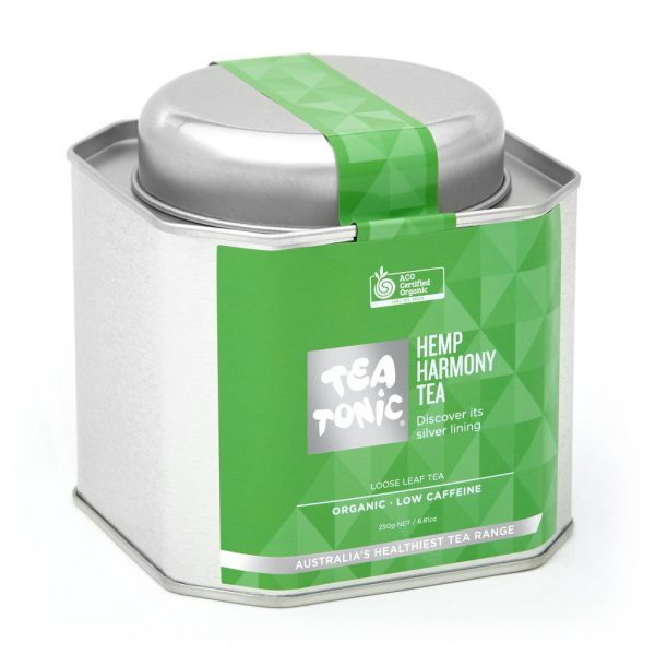 Hemp Harmony tea in metal caddy - Tea Tonic looseleaf tea            TT-HHTT